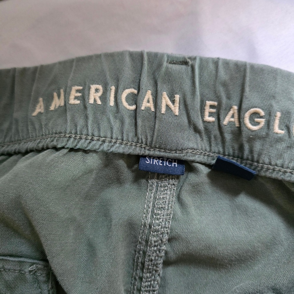 American Eagle Womens Cargo Mid Rise Baggy Pants Women 8 Green Stretch Y2k - Picture 5 of 10